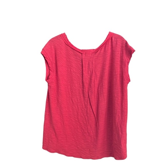 Anthropologie Postmark Slub Tee Women's Size S Red V-Neck Cap Sleeve Pocket Top - Picture 4 of 5